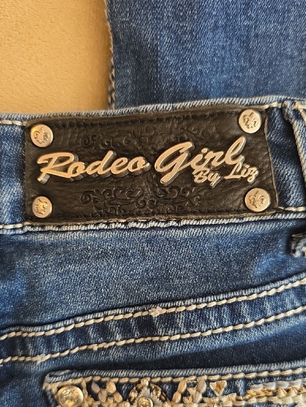 Girls Dark Blue Flared Denim Jeans - Picture 9 of 9